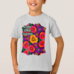 デイジーカラフルブーケ模様 Tシャツ