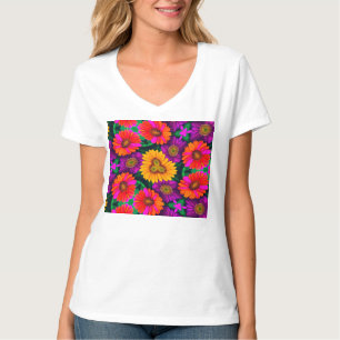 デイジーカラフルブーケ模様 Tシャツ