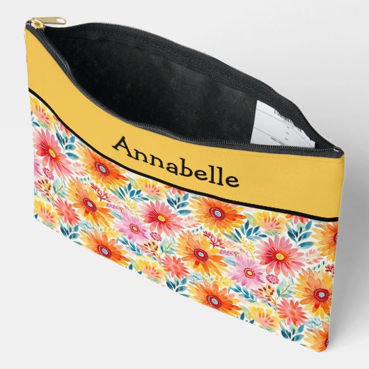 デイジーカラフルプリント大型アクセサリーパウチ アクセサリーポーチ (見開き)