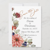 デイジーカラフルワイルドフラワー水彩フローラ写真 セーブザデート (正面)