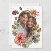 デイジーカラフルワイルドフラワー水彩フローラ写真 セーブザデート (裏面)