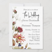 デイジーカラフルワイルドフラワー水彩フローラ写真 招待状 (正面)