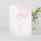 デイジーカラフル手描き1st誕生日レインボーボホ 招待状 (スタンド正面)