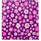 デイジーカラフル春夏花柄ピンク シャワーカーテン (正面)