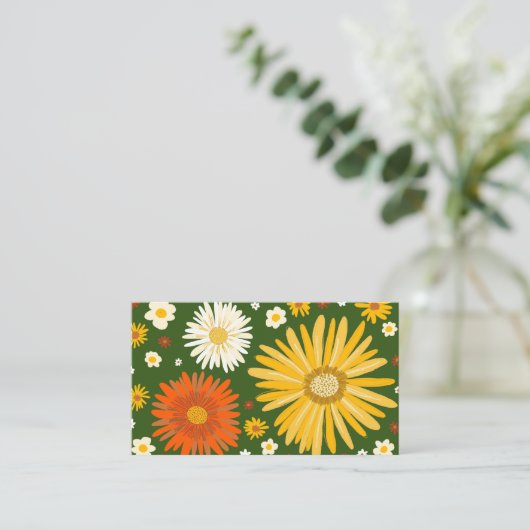 デイジーカラフル深いグリーンソーシャルメディアのアイコン 名刺 (スタンド正面)