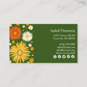 デイジーカラフル深いグリーンソーシャルメディアのアイコン 名刺 (裏面)