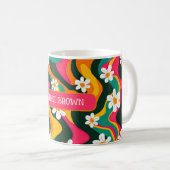 デイジーカラフル花レトロ模様 コーヒーマグカップ (正面右)