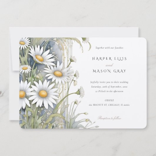 デイジーガーデンエレガント新しいウェディング招待 招待状 (正面)