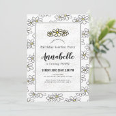 デイジーガーデンパーティーホワイト誕生日招待状 招待状 (スタンド正面)