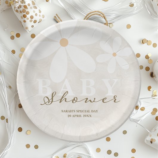 デイジーガーデンベビーシャワー男女兼用 ペーパープレート