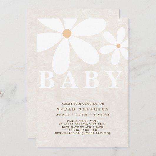 デイジーガーデンベビー男女兼用テンプレート 招待状 (正面/裏面)