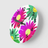 デイジーガーデンボタニカルワイルドフラワー ラウンド壁時計 (傾斜)