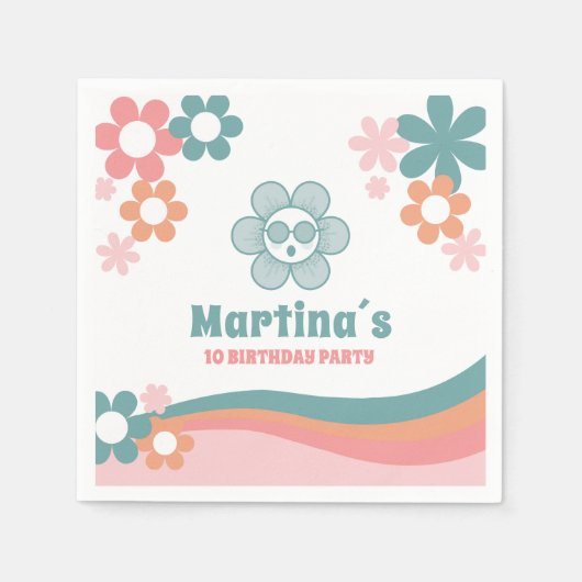 デイジーガールバースデーパーティー スタンダードカクテルナプキン (正面)