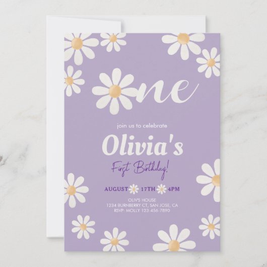 デイジーガール誕生日 招待状 (正面)