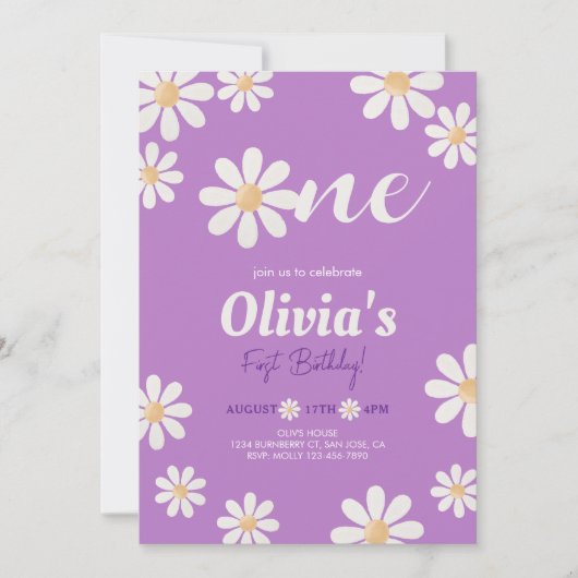 デイジーガール誕生日 招待状 (正面)