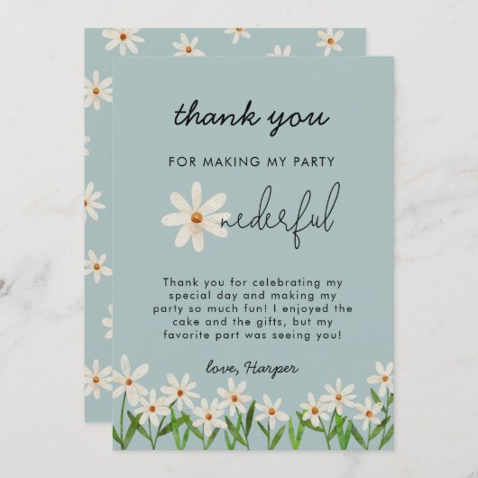 デイジーガール1st誕生日パーティー サンキューカード (正面/裏面)