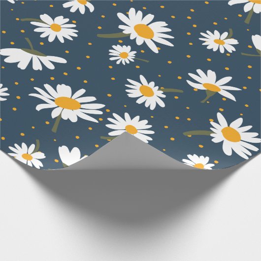 デイジークラシックフローラホワイトイエローデイジー ラッピングペーパー (角)