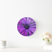 デイジークロックパープルデイジーブルーフラワーウォールクロック ラウンド壁時計 (ホーム)