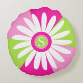 デイジーグラフィック花モノグラム装飾用クッション ラウンドクッション (裏面)