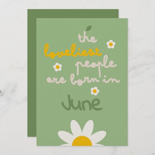 デイジーグリーン – 誕生日フローラ招待状カード シーズンカード (正面/裏面)