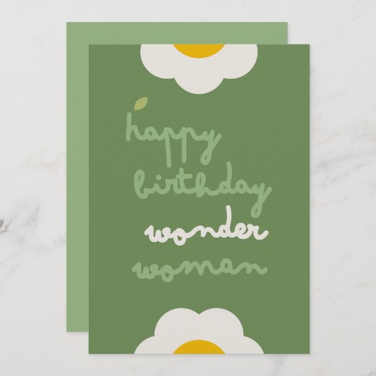 デイジーグリーン – 誕生日フローラ招待状カード シーズンカード (正面/裏面)