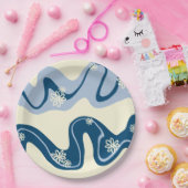 デイジーグルーブ – ダークブルー、ライトブルー、クリーム ペーパープレート (パーティー)