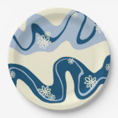 デイジーグルーブ – ダークブルー、ライトブルー、クリーム ペーパープレート (正面)