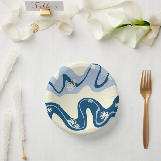 デイジーグルーブ – ダークブルー、ライトブルー、クリーム ペーパーボウル (ウェディング)