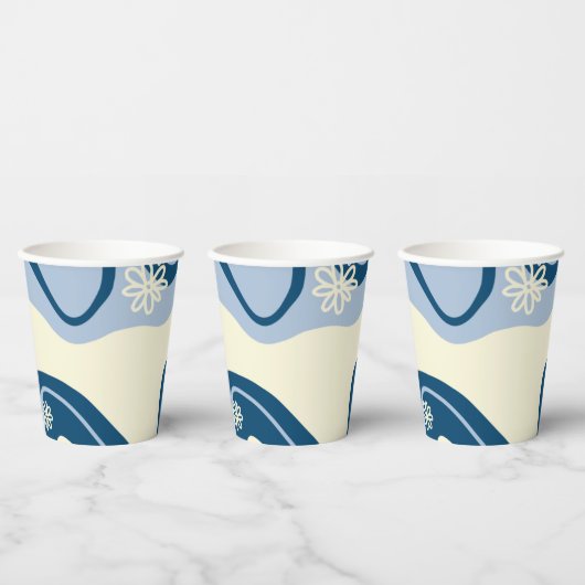 デイジーグルーブ – ダークブルー、ライトブルー、クリーム 紙コップ (複数)