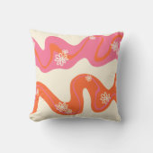 デイジーグルーブ – ピンク、オレンジ、クリーム クッション (正面)