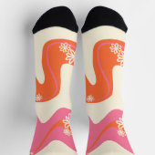 デイジーグルーブ – ピンク、オレンジ、クリーム ソックス (上部)
