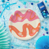 デイジーグルーブ – ピンク、オレンジ、クリーム ペーパープレート (パーティー)