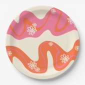 デイジーグルーブ – ピンク、オレンジ、クリーム ペーパープレート (正面)