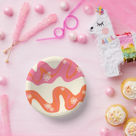 デイジーグルーブ – ピンク、オレンジ、クリーム ペーパーボウル (パーティー)