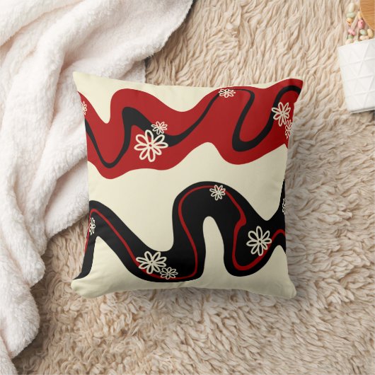 デイジーグルーブ – レッド&クリーム クッション (ブランケット)