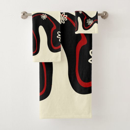 デイジーグルーブ – レッド&クリーム バスタオルセット (インサイチュ)