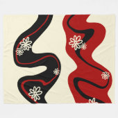 デイジーグルーブ – レッド&クリーム フリースブランケット (正面(横))