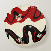 デイジーグルーブ – レッド&クリーム ラウンドクッション (裏面)