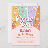 デイジーグルーヴィワンレトロ1st誕生日招待状 招待状 (正面)