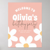 デイジーグルーヴィーガールバースデーパーティーウェルカムサイン ポスター (正面)