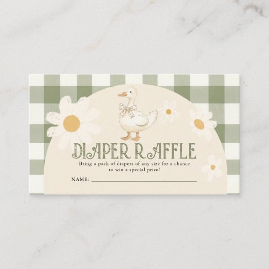 デイジーグース赤ちゃんシャワーおむつラッフル エンクロージャーカード (正面)
