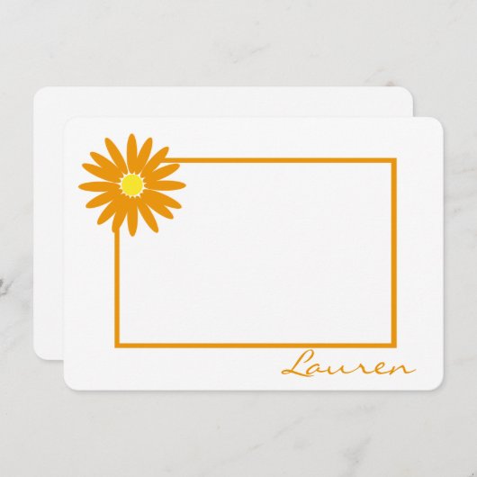 デイジーサンキューオレンジフラットノート ノートカード (正面/裏面)