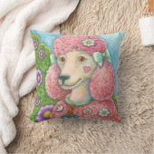 デイジーザピンクプードル装飾用クッション クッション (ブランケット)