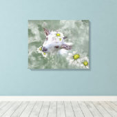 デイジーザベビーヤギ水カラーポートレート キャンバスプリント (インサイチュ (ウッドフロア))