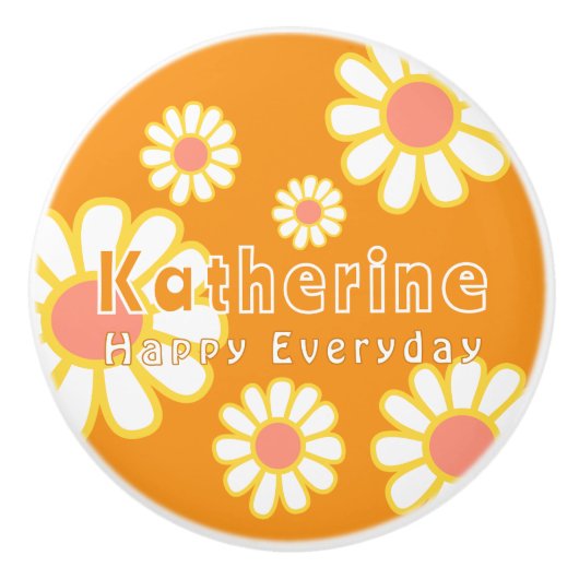 デイジーシンプルオレンジ セラミックノブ (正面)