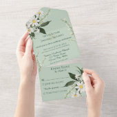 デイジーシンプルオンセージグリーン オールインワン招待状 (貼ってはがせる)