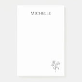 デイジーシンプルトレンディーフローラ白黒 ポストイット (正面)