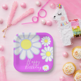 デイジーシンプルバイオレット ペーパープレート