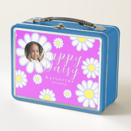 デイジーシンプルフォトバイオレット メタルランチボックス