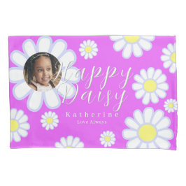 デイジーシンプルフォトバイオレット 枕カバー